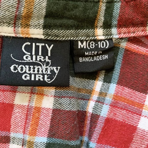 Country Plaid Flannel shirt Button Up long sleeve top MED - Picture 6 of 9